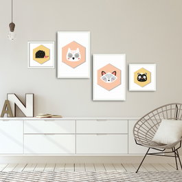 Wallity Cuadro Decorativo Enmarcado 4 Piezas Multicolor